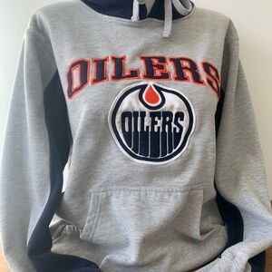 Officia NHL Oilers Gray and Blue Men's Hoodie